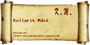 Kollarik Máté névjegykártya